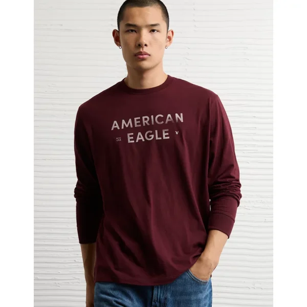 AE Icon Long-Sleeve T-Shirt - Burgundy
