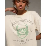 AE Oversized Halloween Graphic T-Shirt - Cream