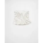 AE Ruched Peplum Tank Top With Removable Straps - Raw White