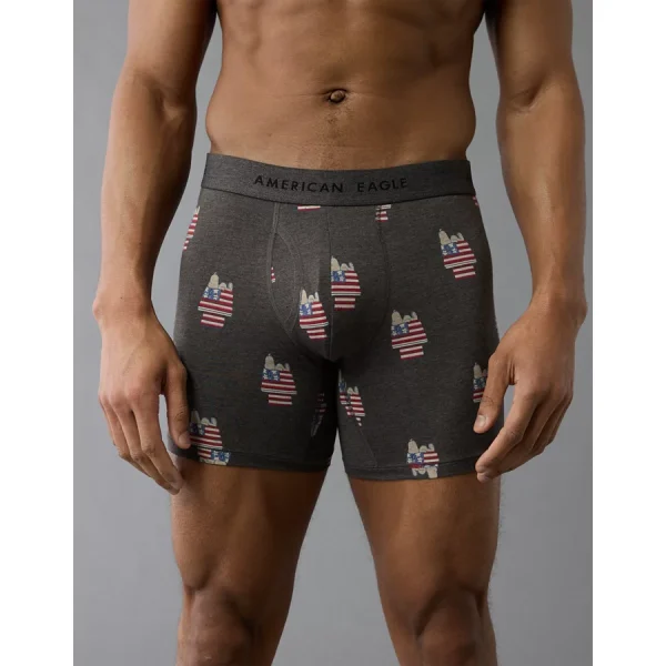 AEO Men's Snoopy USA 6" Classic Boxer Brief - Dark Gray