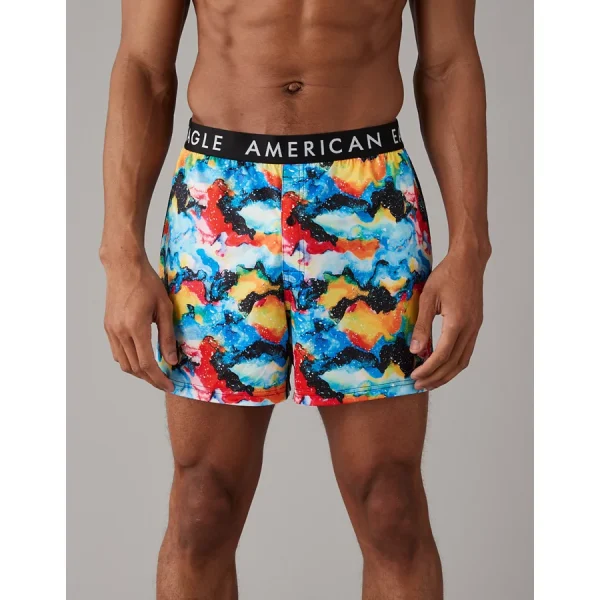 AEO Men's Watercolors Ultra Soft Pocket Boxer Short - Black