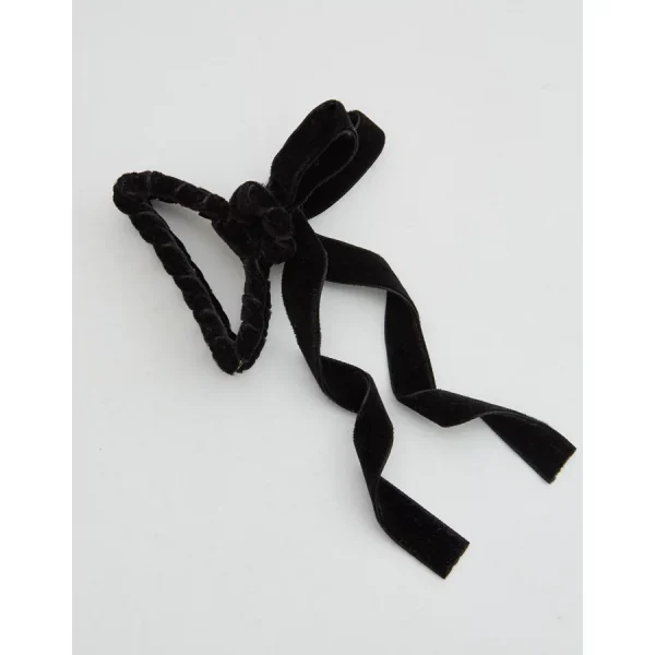 Aerie Medium Velvet Bow Claw Clip - True Black
