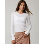 OFFLINE By Aerie Thumbs Up Fitted Ribbed T-Shirt - White