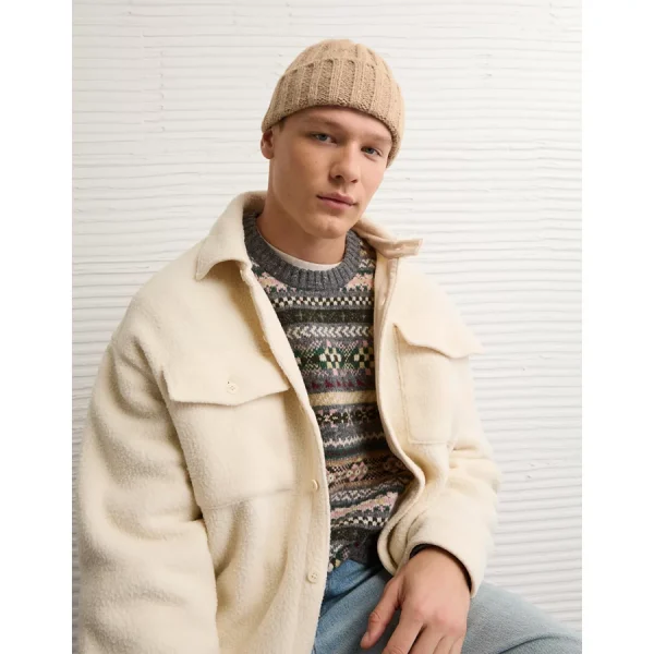 AE Chunky Cable Knit Beanie - Cappuccino