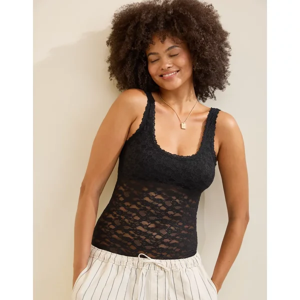 Show Off Vintage Lace Scoop Bodysuit - True Black