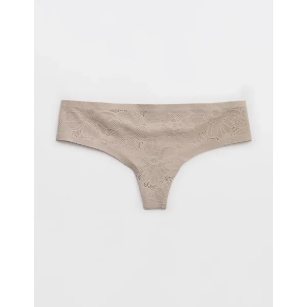 SMOOTHEZ No Show Lace Thong Underwear - Stone Harbor