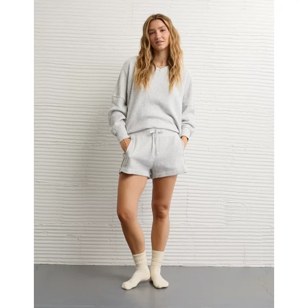 AE High-Waisted Big Hug Fleece Short - Light Heather Gray