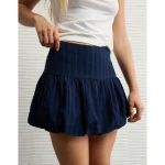 AE High-Waisted Smocked Bubble Skirt - Navy