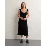 AE Lace Trim Midi Dress - Black