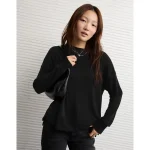AE Long Sleeve Plush Crew Neck Top - True Black