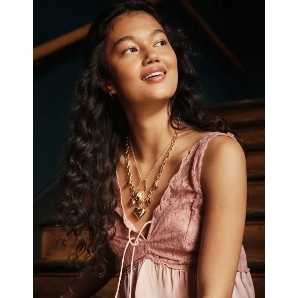 AEO Puffy Heart Charm Necklace - Gold