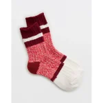 Aerie Colorblock Marled Crew Socks - Bright Red