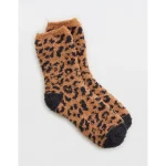 Aerie Fuzzy Crew Socks - Tan