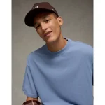 AE Boxy Sueded Jersey T-Shirt - Light Blue