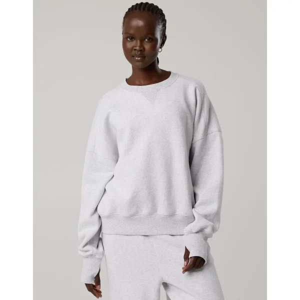 OFFLINE By Aerie Cloud Fleece Classic Crewneck Sweatshirt - Light Heather Gray
