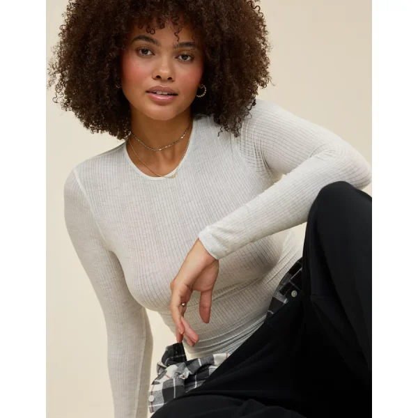Superchill Modal Rib Long Sleeve T-Shirt - Heather Frost