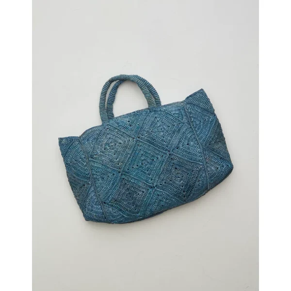 Zanatany Concepts Nico Raffia Tote Bag - Blue