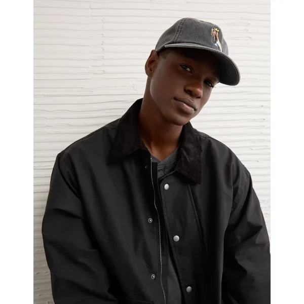 AE Embroidered Basquiat Dad Baseball Hat - Faded Black