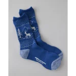 AE Graphic Terry Crew Socks - Navy