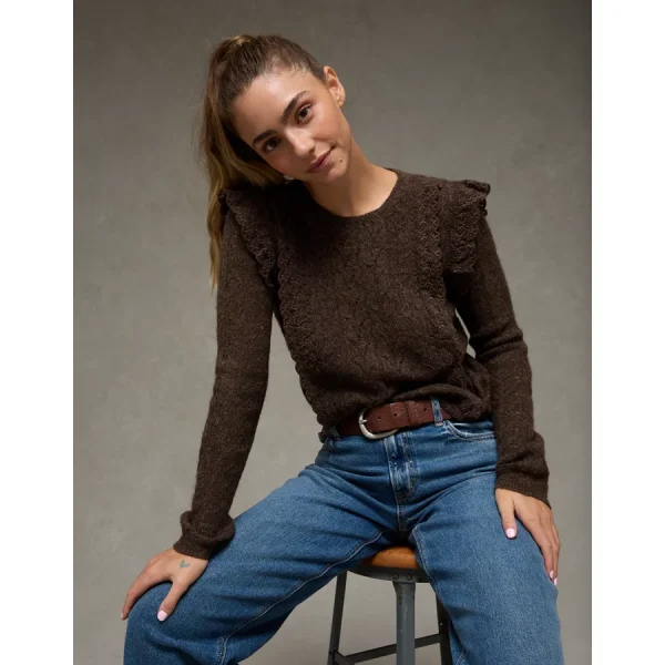 AE Lace Ruffle Sweater - Heirloom