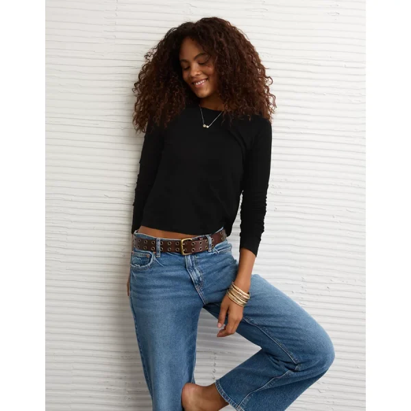 AE Long Sleeve Hey Baby Tee - Black