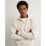 AE 24/7 Long-Sleeve Rugby Polo Sweatshirt - Oatmeal Heather