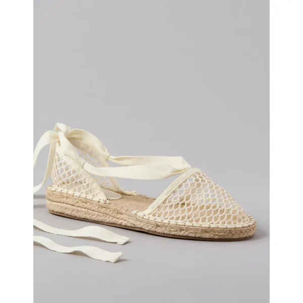 AE Mesh Lace-Up Espadrille - Ivory