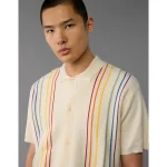 AE Pride Weekend Button-Up Sweater Polo Shirt - Cream