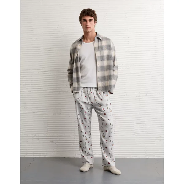 AE Snoopy Flannel PJ Pant - Glacier Gray