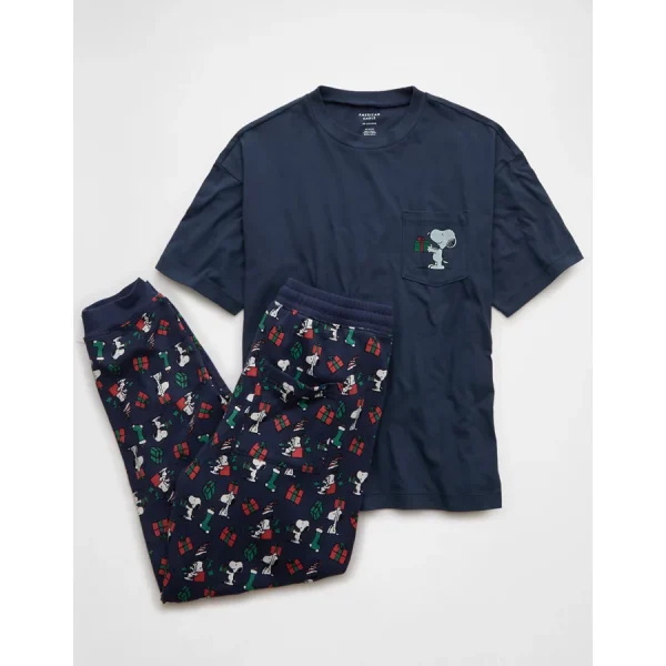 AE Snoopy Lounge Jogger & Graphic T-Shirt Set - Navy