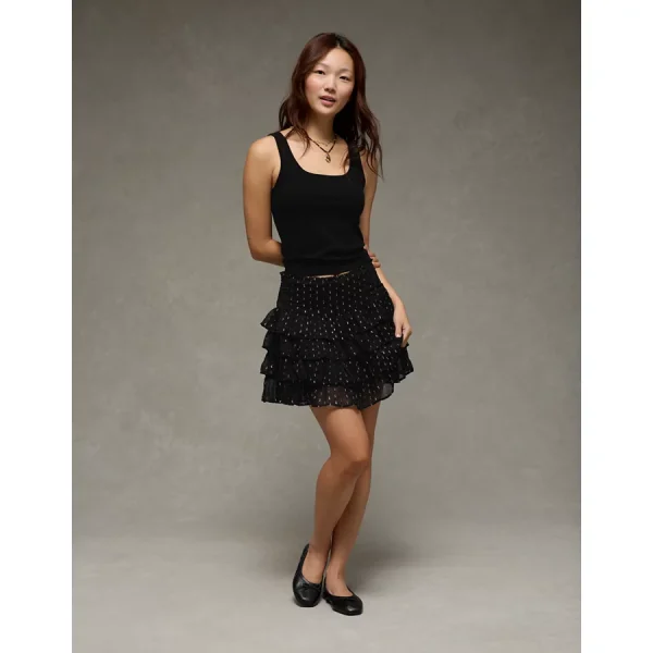 AE Square Neck Plush Tank Top - True Black