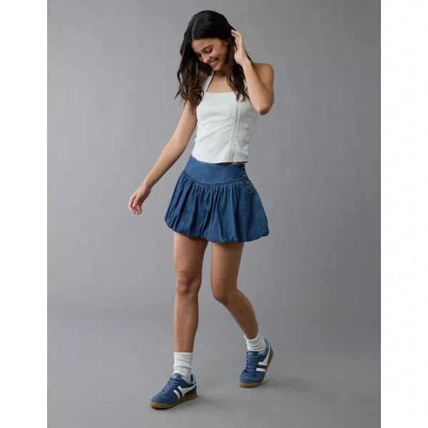 AE Stretch Bubble Skort - Medium Indigo Wash