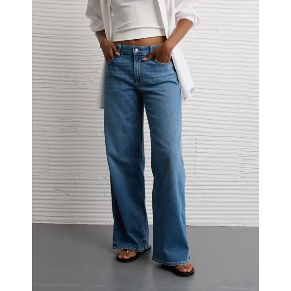 AE Stretch Low-Rise Baggy Wide-Leg Jean - Light Bright Indigo