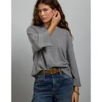 AE77 Premium Oversized Cashmere Sweater T-Shirt - Heather Gray