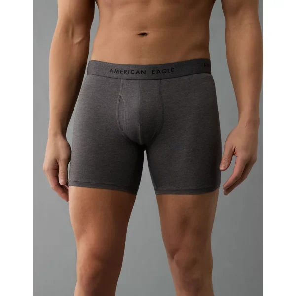 AEO Men's Solid 6" Classic Boxer Brief - Charcoal
