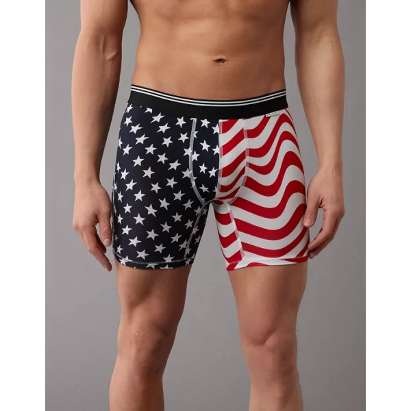 AEO Men's Stars & Stripes 6" Ultra Soft Boxer Brief - Red