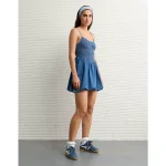 AE Bella Bubble Mini Dress - Medium Wash