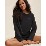 Aerie Dream Jersey Long Sleeve Top - Smoked Gray
