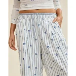 Aerie Street Flannel Trouser PJ - Marbled Blue