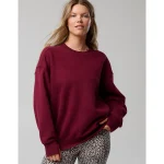 OFFLINE By Aerie Cloud Fleece Oversized Crewneck Sweatshirt - Deep Cherry
