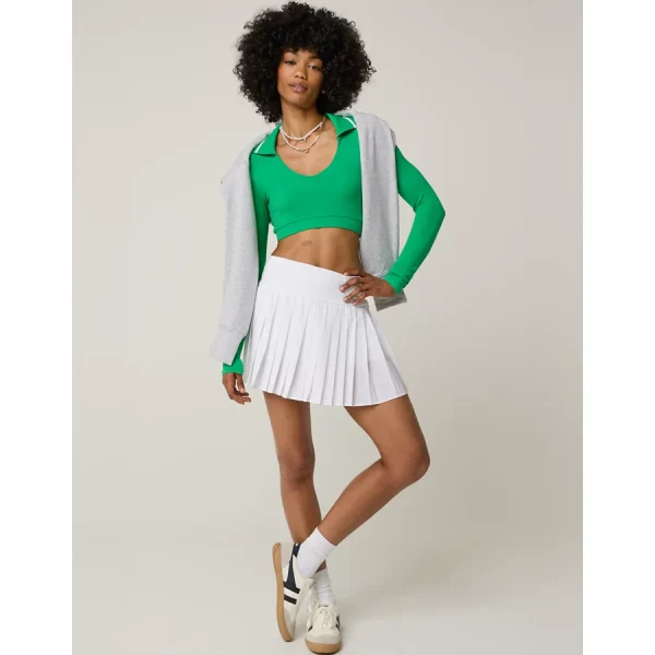 OFFLINE By Aerie Real Me Long Sleeve Polo T-Shirt - Green Mission