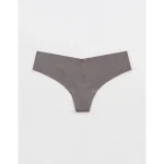 SMOOTHEZ No Show Thong Underwear - Shell Gray