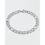 West Coast Jewelry Stainless Steel 8mm Figaro Chain Bracelet - Silver