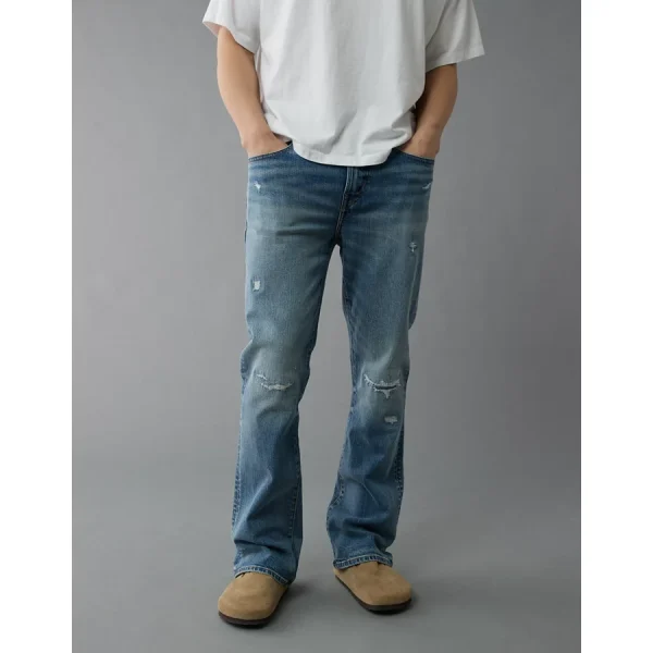 AE EasyFlex Patched Slim Bootcut Jean - Destroyed Medium Wash