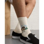 AE Graphic Terry Crew Socks - Cream
