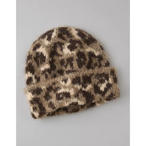 AE Leopard Print Beanie - Chocolate