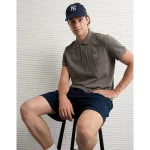 AE Lived-In Slim Fit Pique Polo Shirt - Charcoal