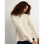 AE Long Sleeve Plush Crew Neck Top - Chalk