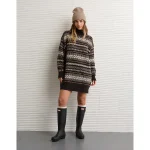 AE Oversized Turtleneck Sweater Mini Dress - Black