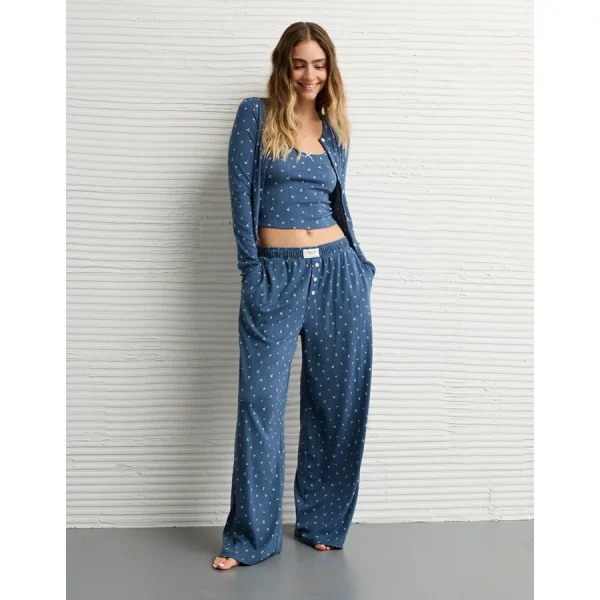 AE Pointelle 3-Piece PJ Set - Navy